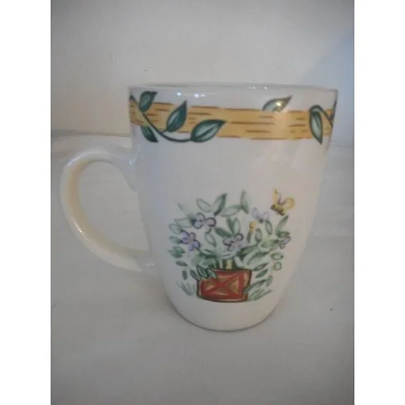 Vintage Lot of 2 Thomson Pottery Birdhouse Topiary Mugs #3 - Picture 2 of 7